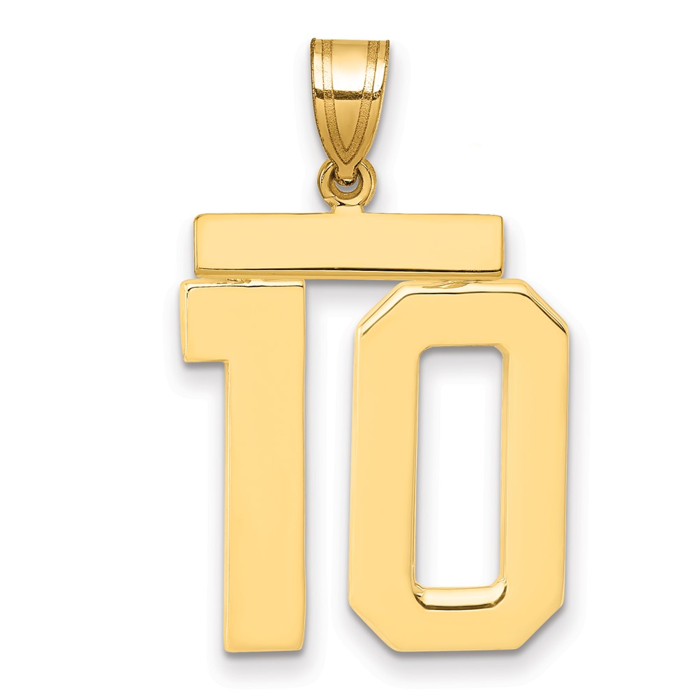 14K Yellow Gold Large Polished Number 10 Charm
