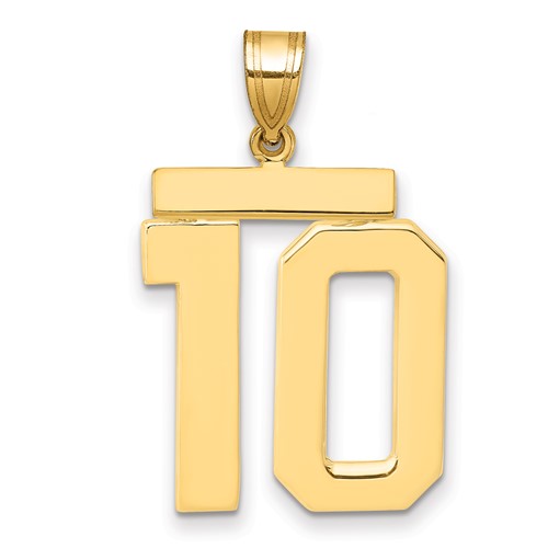 14K Yellow Gold Large Polished Number 10 Charm