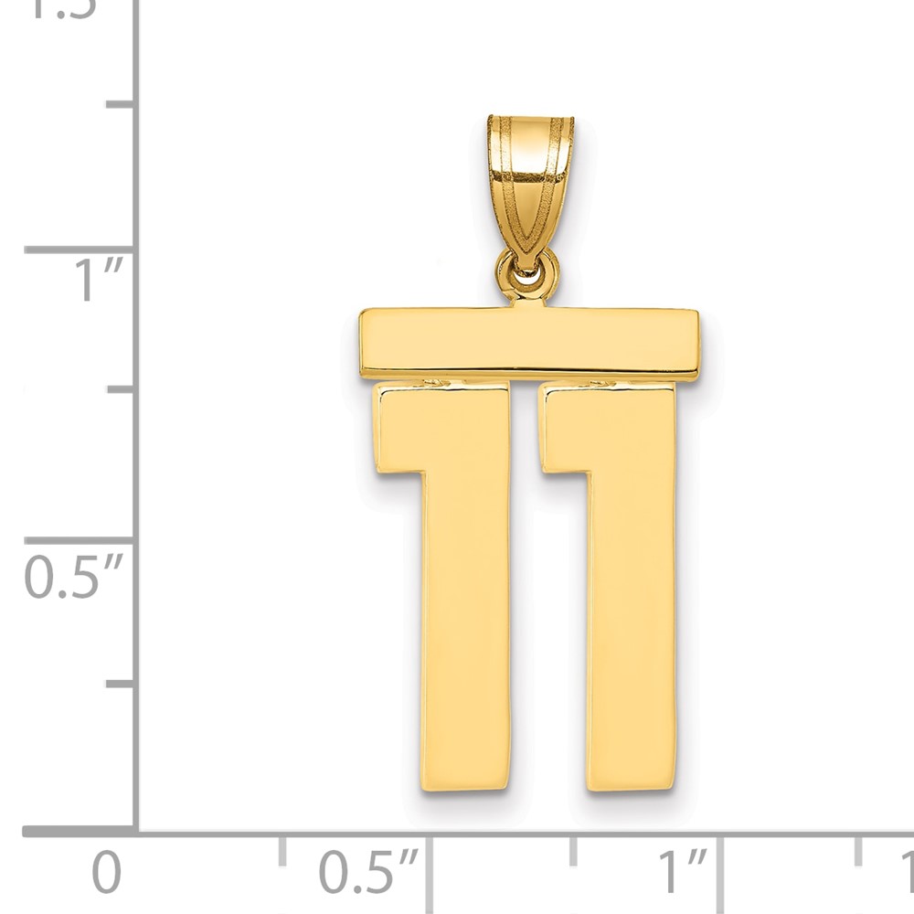 14k Large Polished Number 11 Charm (LP11)