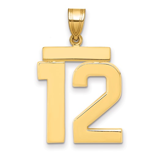 14K Yellow Gold Large Polished Number 12 Charm
