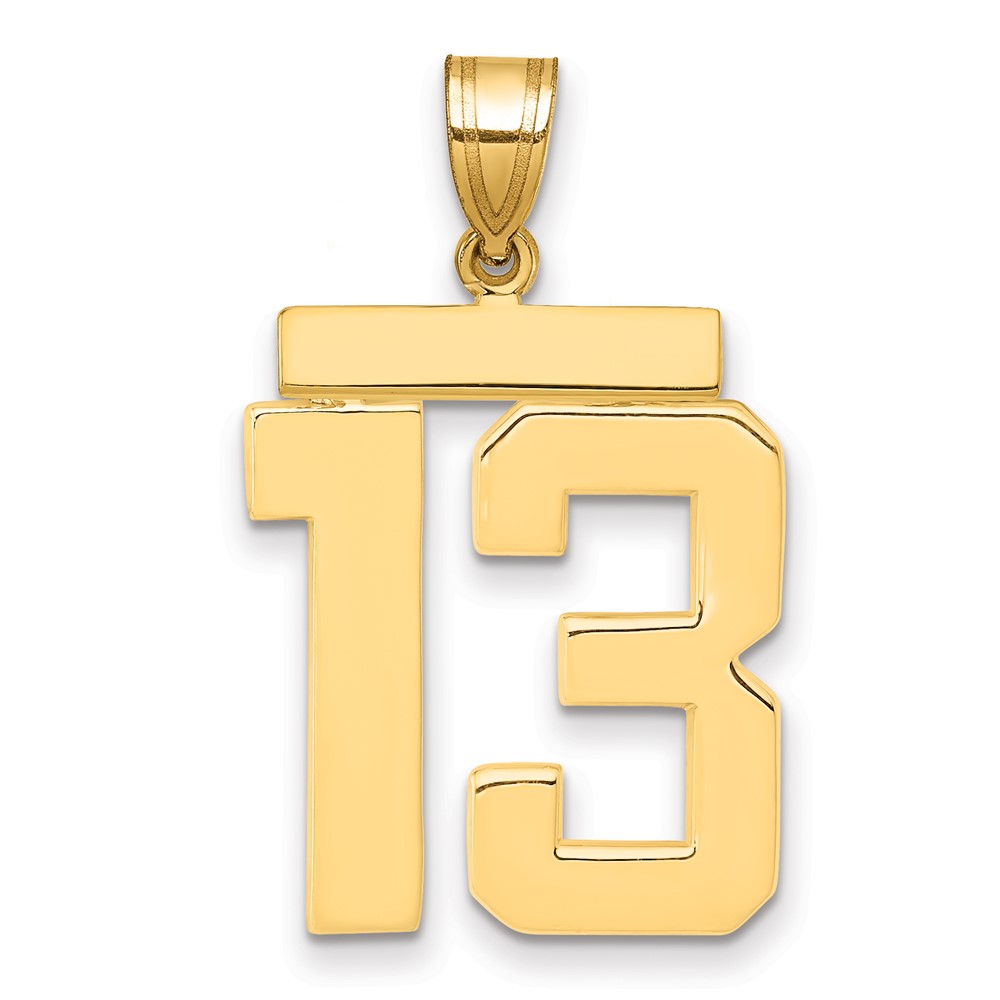 14K Large Polished Number 13 Charm