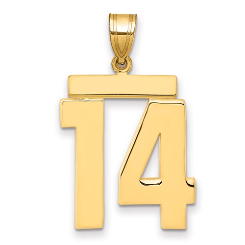 14K Yellow Gold Large Polished Number 14 Charm