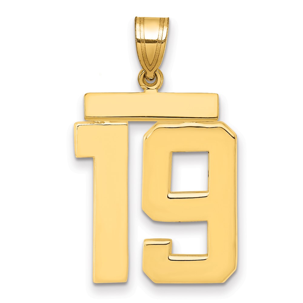 14K Yellow Gold Large Polished Number 19 Charm