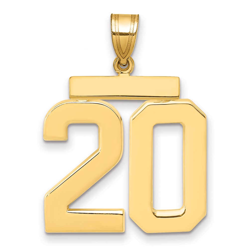 14K Yellow Gold Large Polished Number 20 Charm