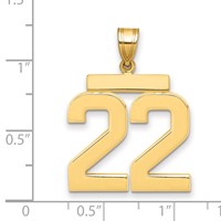 14K Yellow Gold Large Polished Number 22 Charm view 2