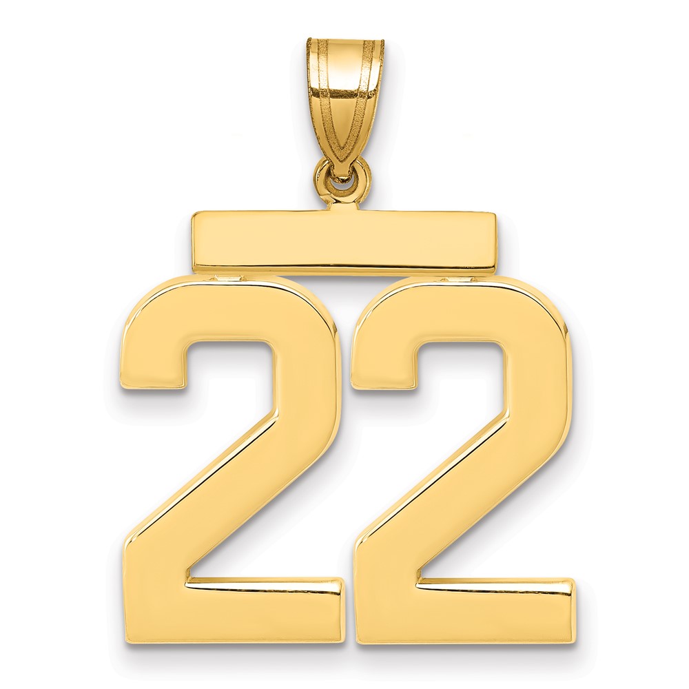 14K Yellow Gold Large Polished Number 22 Charm