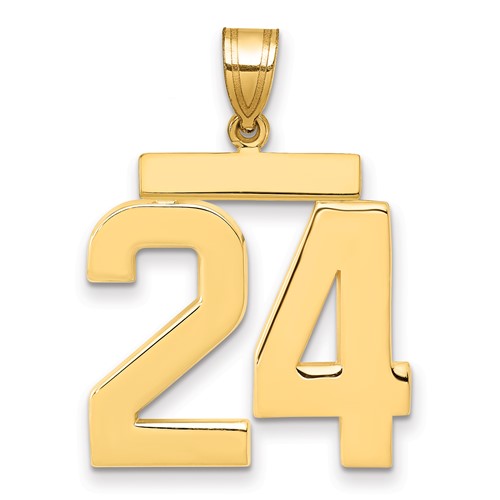 14K Yellow Gold Large Polished Number 24 Charm