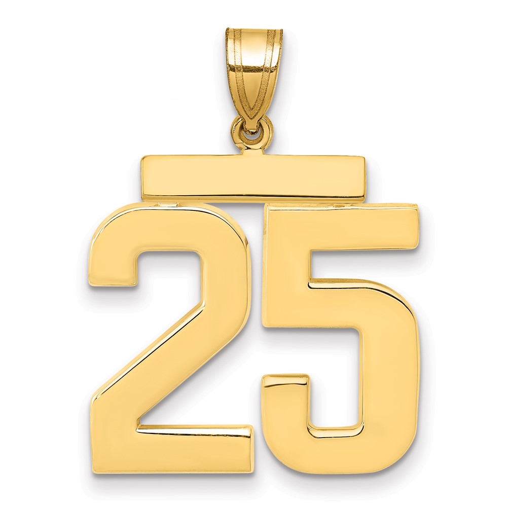 14K Yellow Gold Large Polished Number 25 Charm