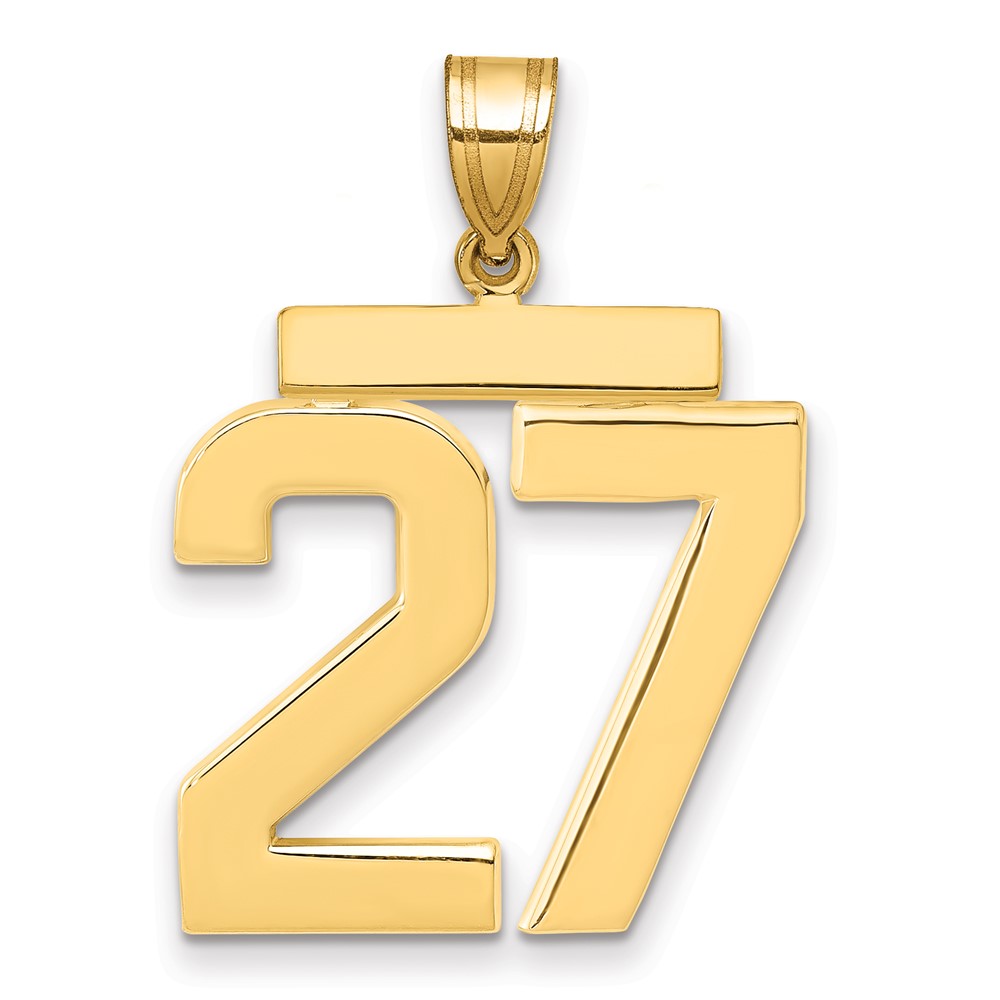 14K Yellow Gold Large Polished Number 27 Charm