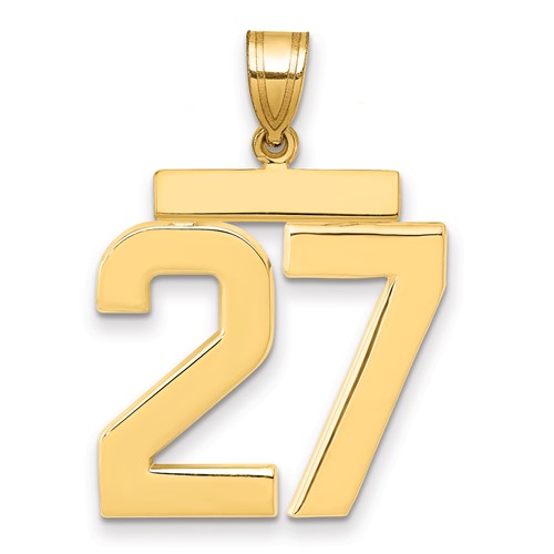 14K Yellow Gold Large Polished Number 27 Charm