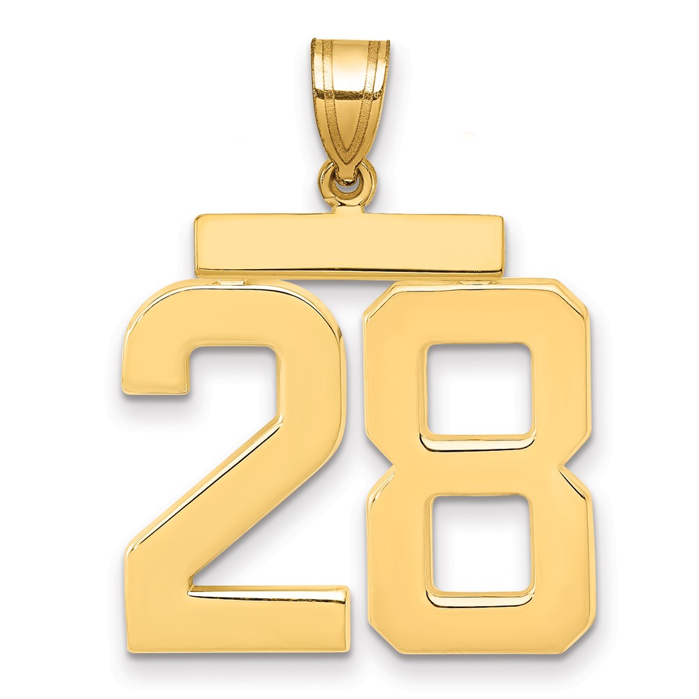 14K Yellow Gold Large Polished Number 28 Charm