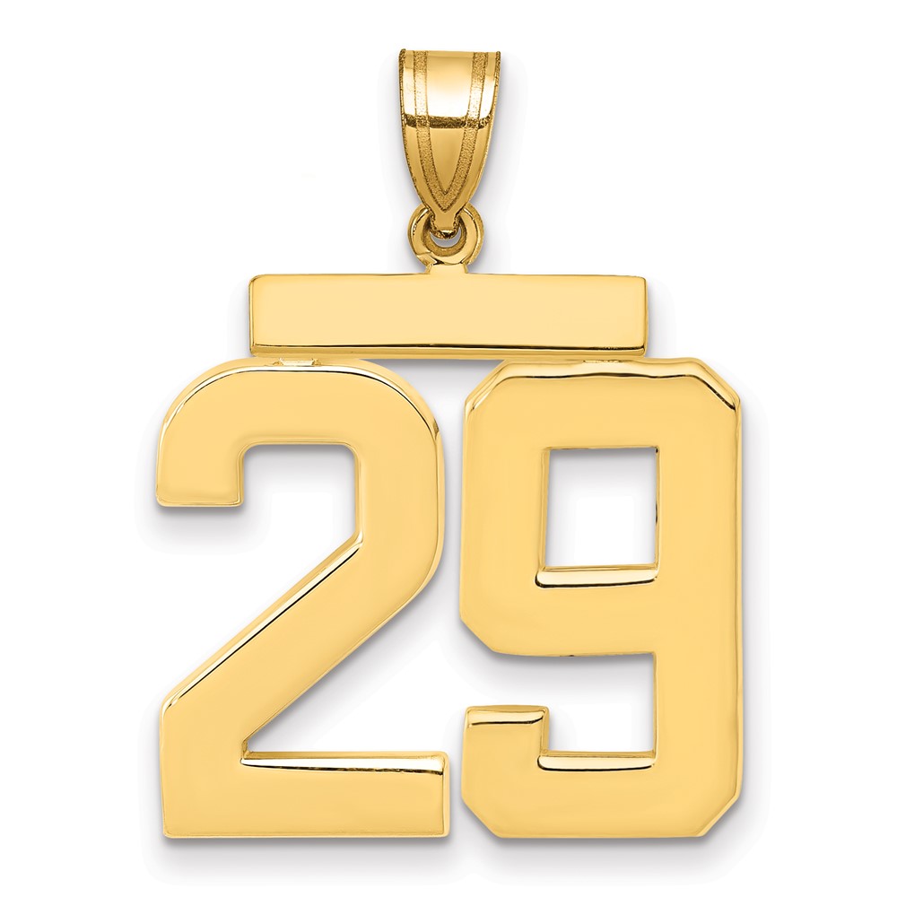 14K Yellow Gold Large Polished Number 29 Charm