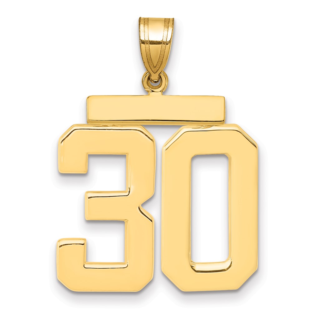 14K Yellow Gold Large Polished Number 30 Charm