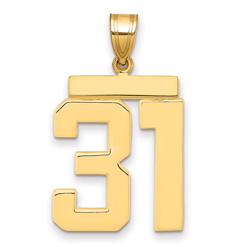 14K Yellow Gold Large Polished Number 31 Charm