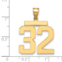14K Yellow Gold Large Polished Number 32 Pendant view 3