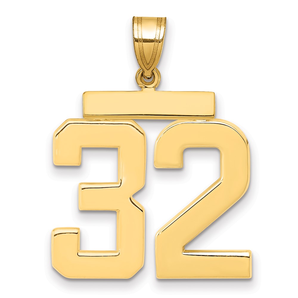 14K Yellow Gold Large Polished Number 32 Pendant