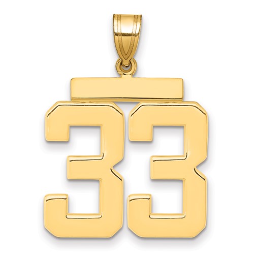 14K Yellow Gold Large Polished Number 33 Charm