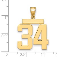 14K Yellow Gold Large Polished Number 34 Charm view 2