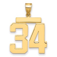 14K Yellow Gold Large Polished Number 34 Charm view 1