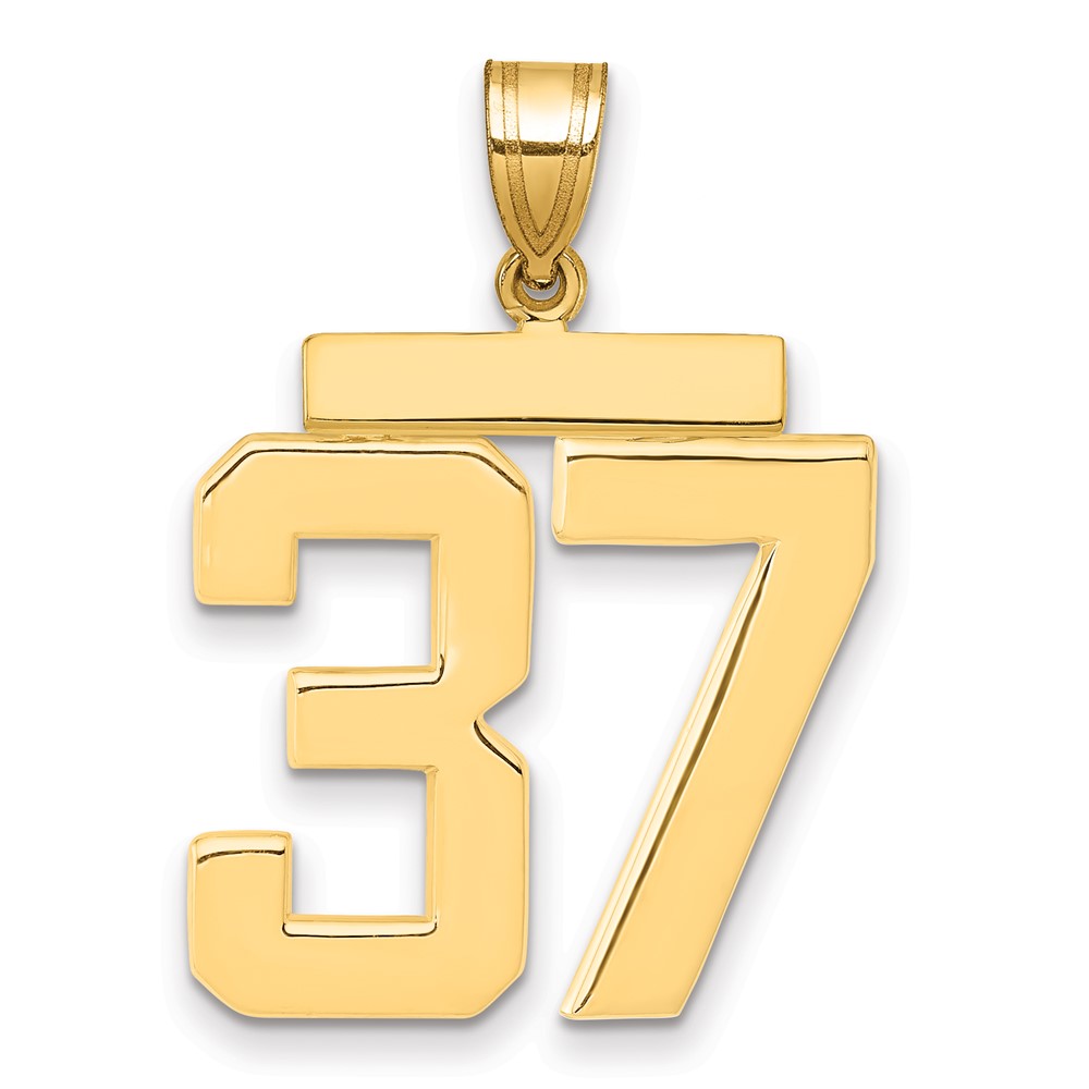14K Yellow Gold Large Polished Number 37 Charm