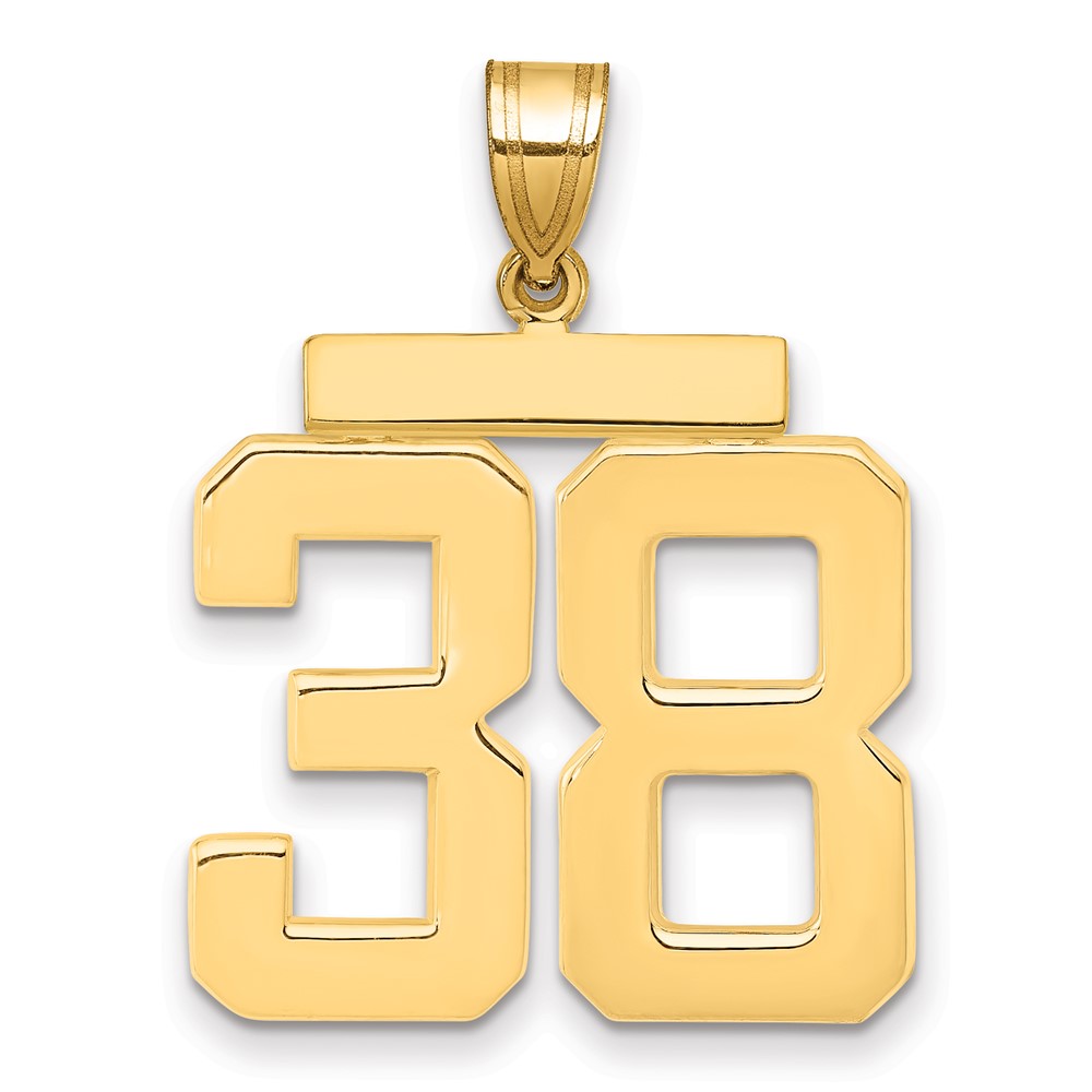 14K Large Polished Number 38 Charm