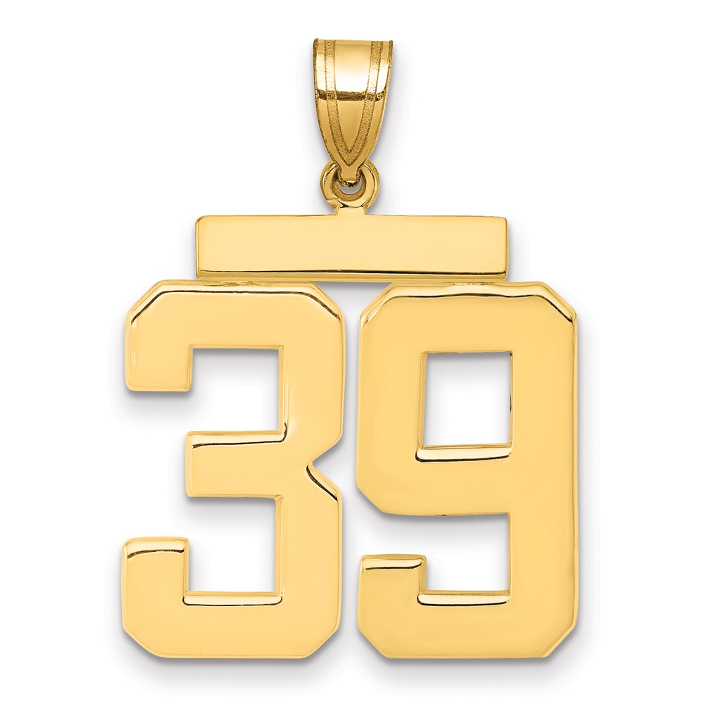 14K Yellow Gold Large Polished Number 39 Charm