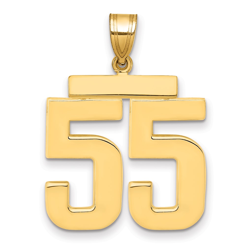 14K Yellow Gold Large Polished Number 55 Charm