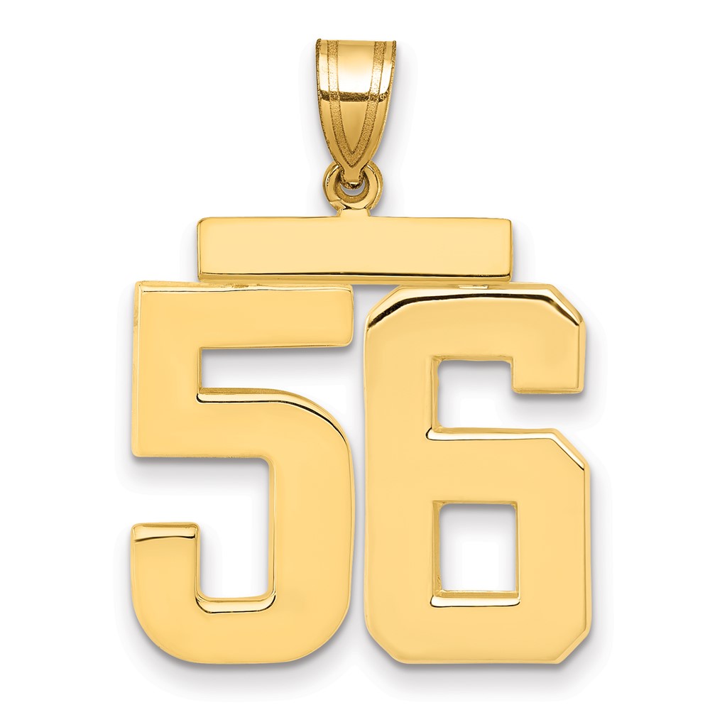 14K Yellow Gold Large Polished Number 56 Charm