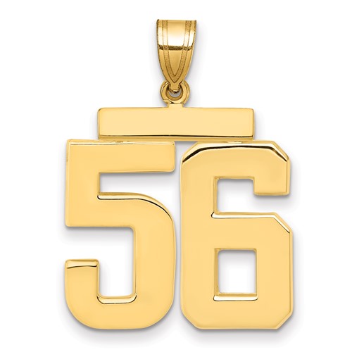 14K Yellow Gold Large Polished Number 56 Charm