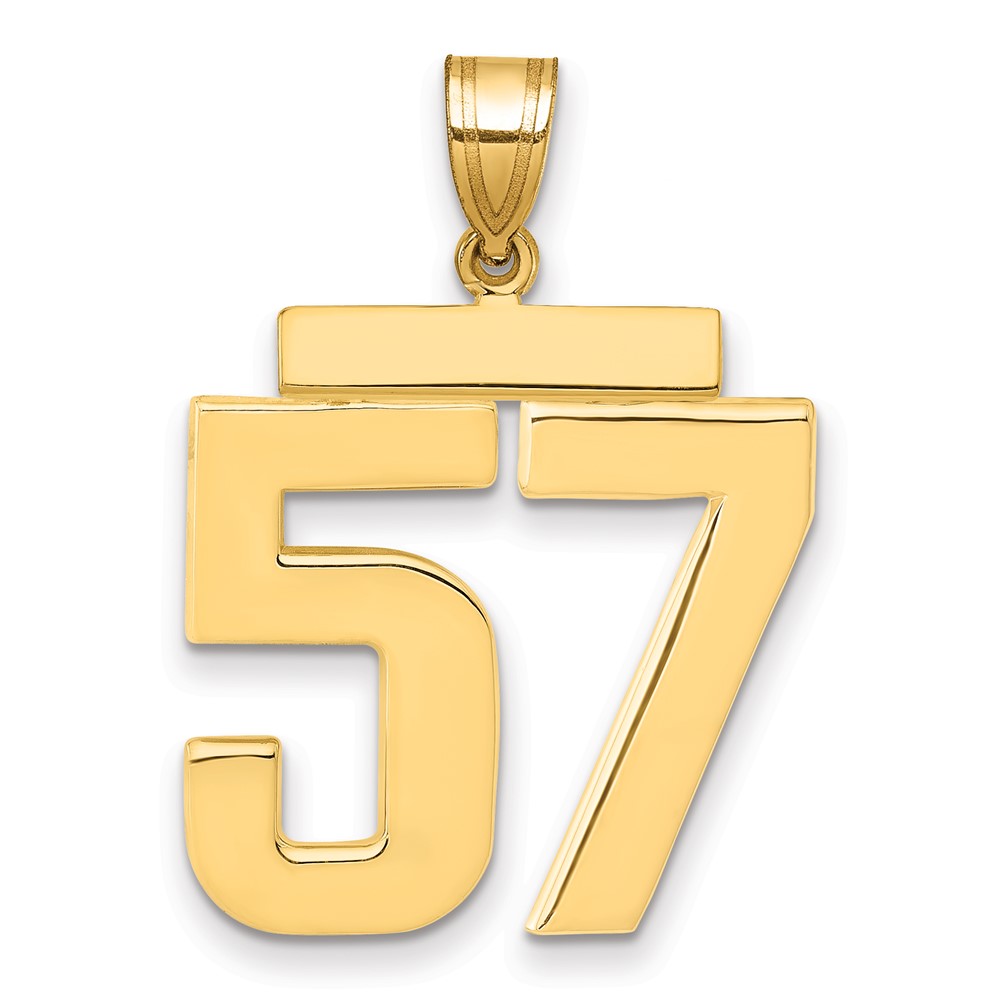 14K Yellow Gold Large Polished Number 57 Charm