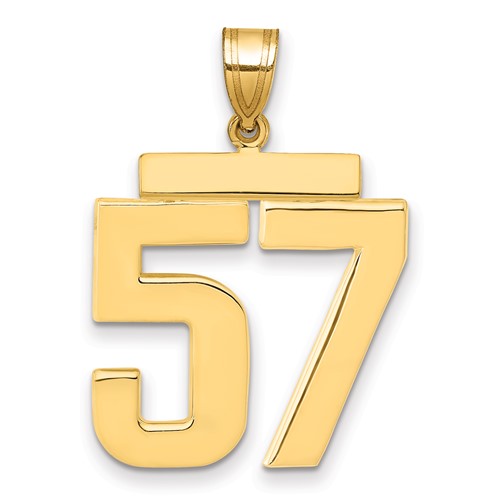 14K Yellow Gold Large Polished Number 57 Charm