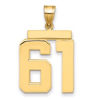 14K Large Polished Number 61 Charm view 1