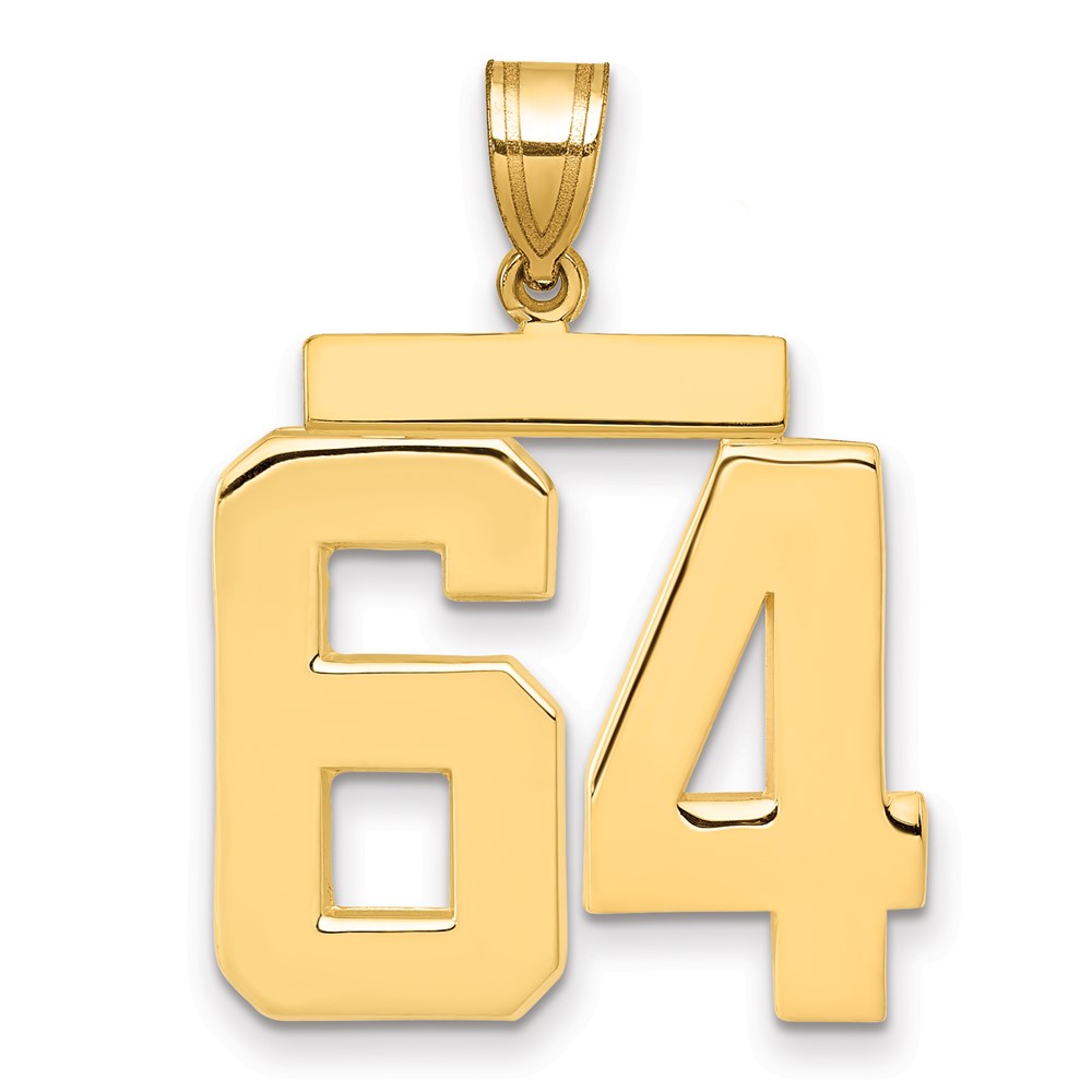 14K Yellow Gold Large Polished Number 64 Charm