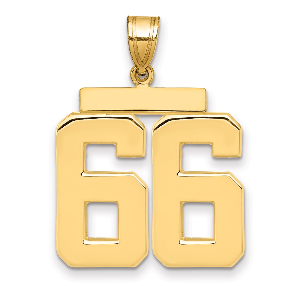 14K Yellow Gold Large Polished Number 66 Charm