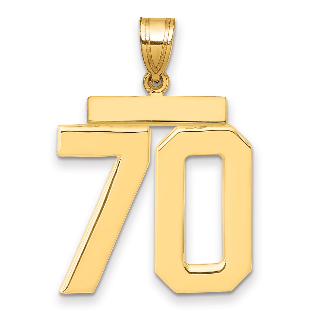 14K Yellow Gold Large Polished Number 70 Charm