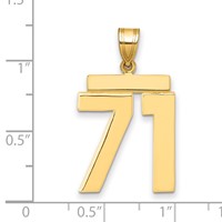 14K Large Polished Number 71 Charm view 2