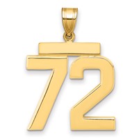 14K Yellow Gold Large Polished Number 72 Charm view 1