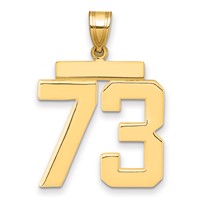14K Large Polished Number 73 Charm view 1