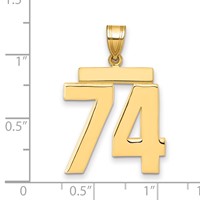 14K Yellow Gold Large Polished Number 74 Charm view 2