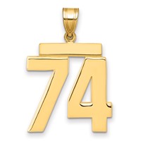 14K Yellow Gold Large Polished Number 74 Charm view 1