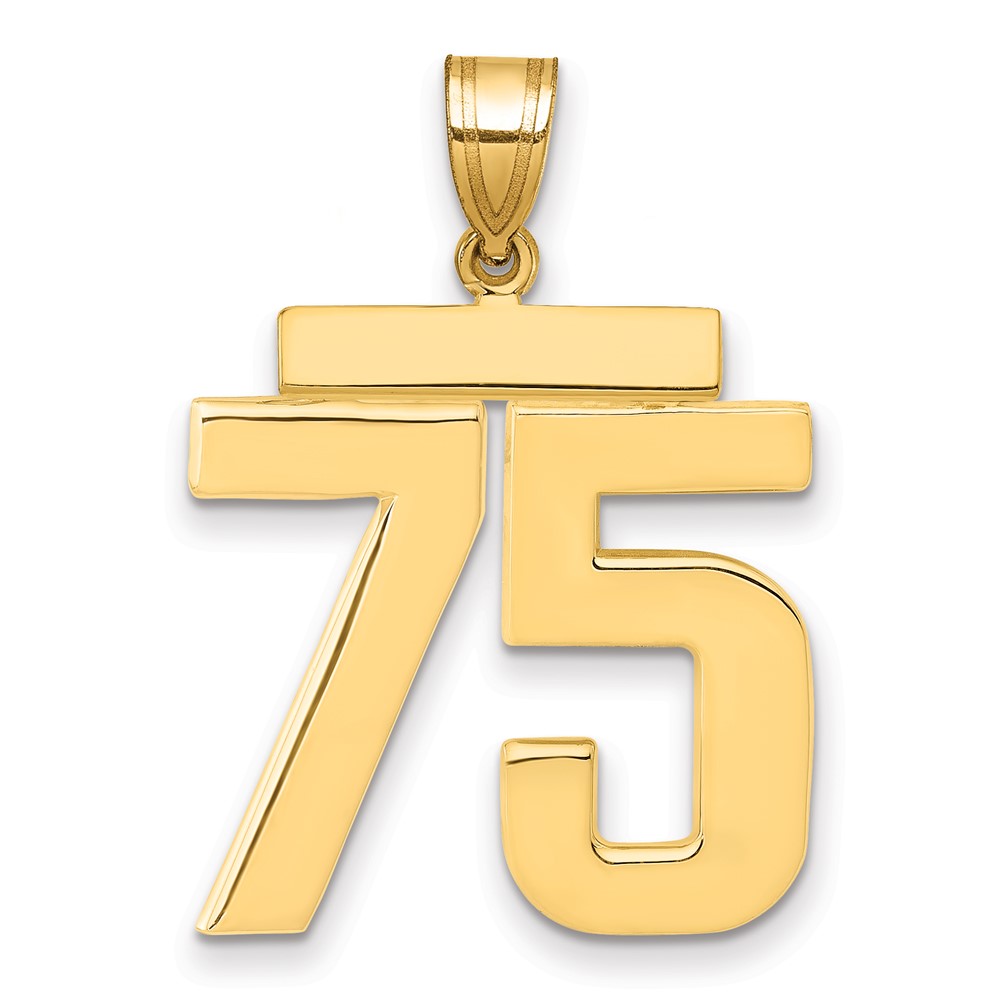14K Large Polished Number 75 Charm