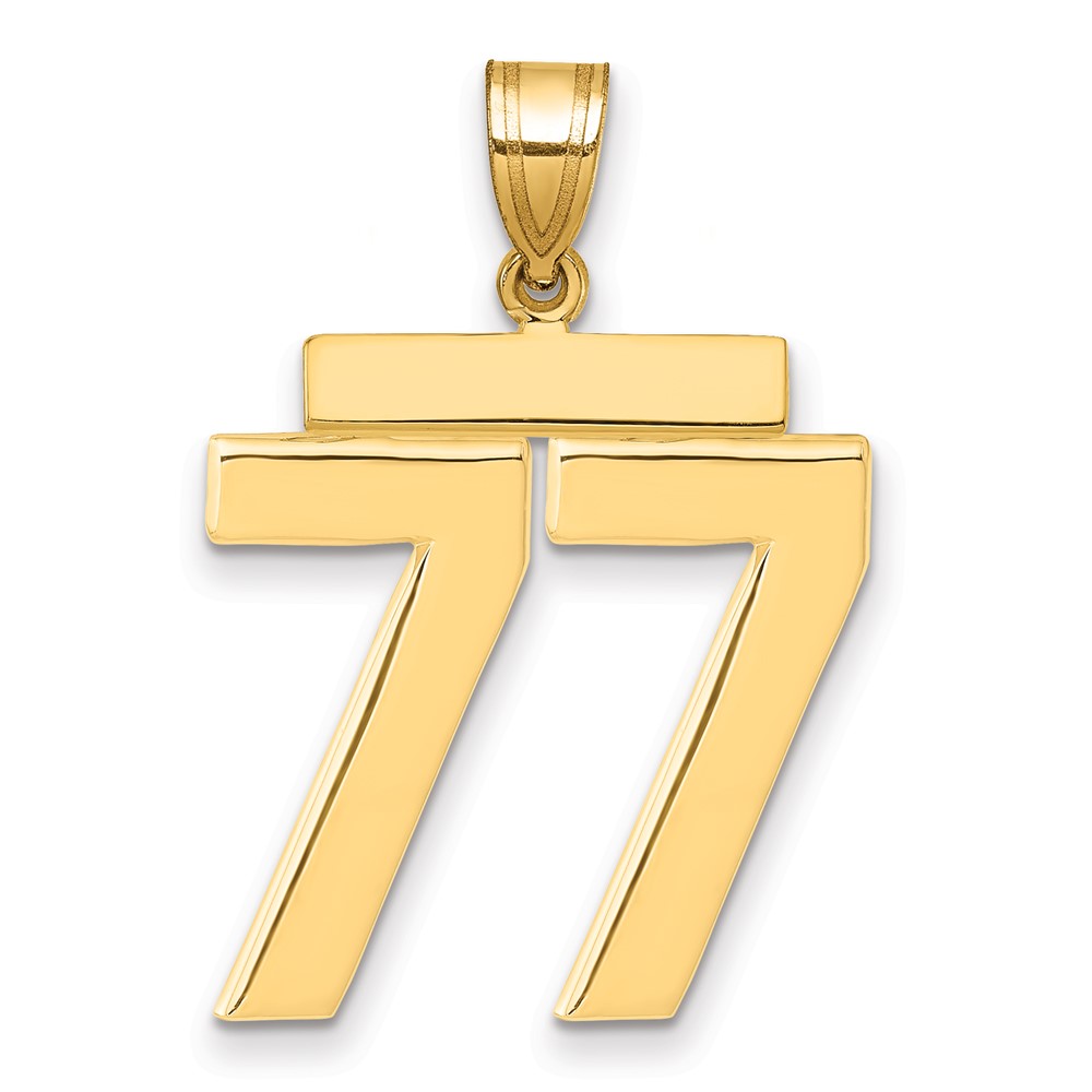 14K Yellow Gold Large Polished Number 77 Charm