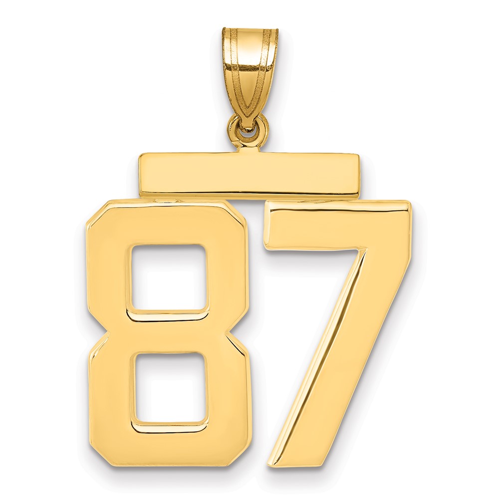 14K Yellow Gold Large Polished Number 87 Charm