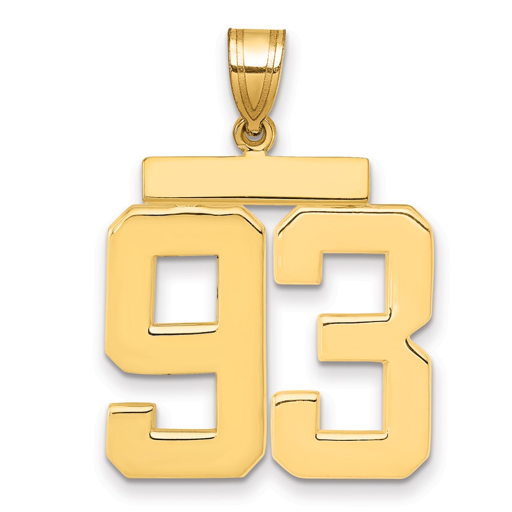 14K Yellow Gold Large Polished Number 93 Charm