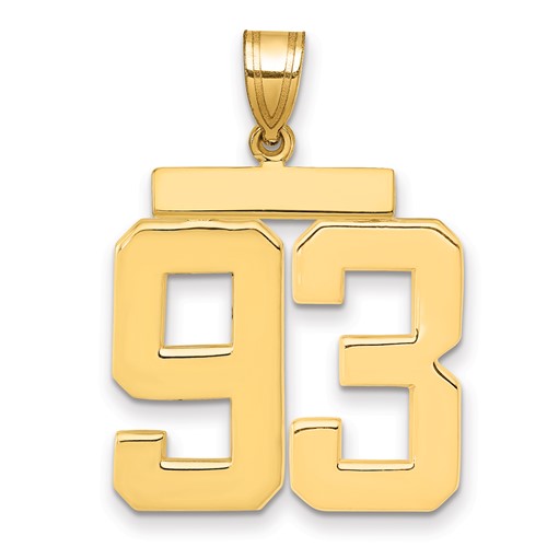 14K Yellow Gold Large Polished Number 93 Charm