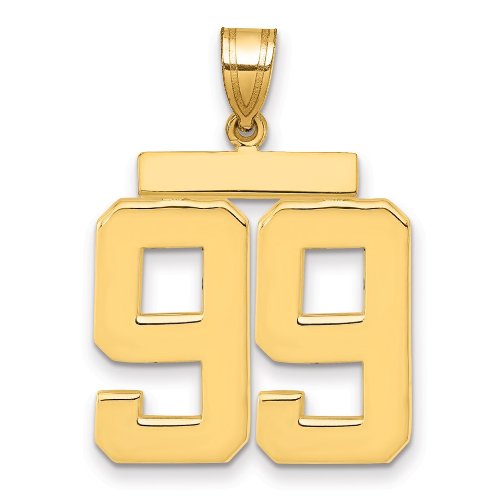 14K Yellow Gold Large Polished Number 99 Charm