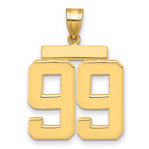 14K Yellow Gold Large Polished Number 99 Charm