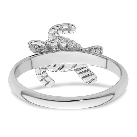 Sterling Silver Rhodium-plated Polished Turtle Ring