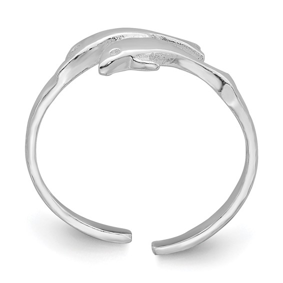 Sterling Silver Rhodium-plated Polished Toe Ring Double Dolphin