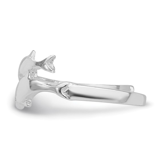 Sterling Silver Rhodium-plated Polished Toe Ring Double Dolphin